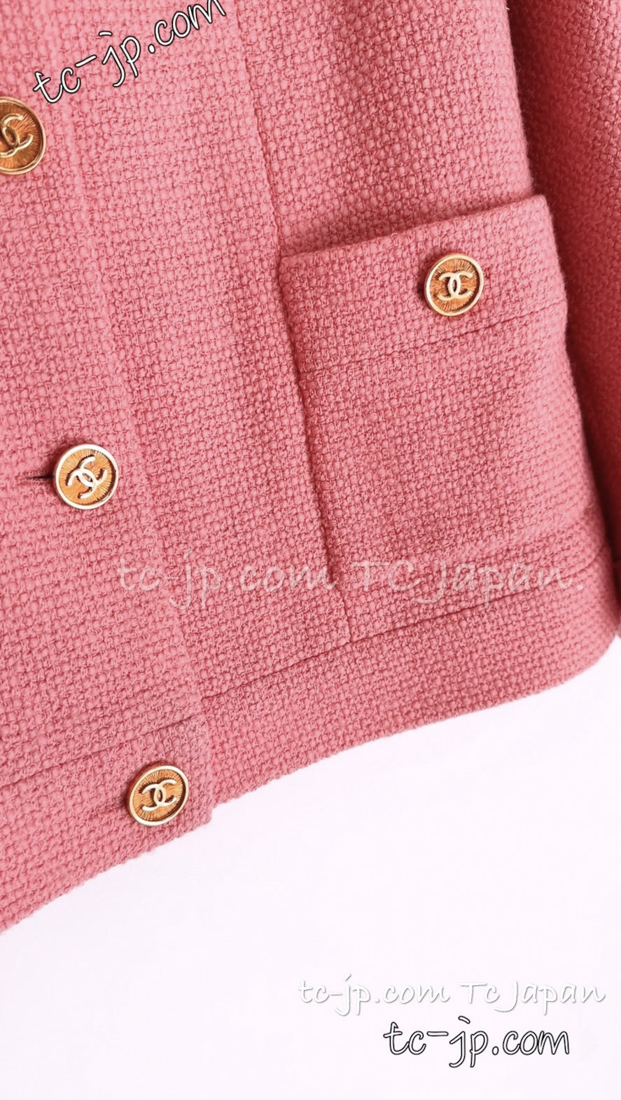 シャネル ジャケット CHANEL 91A ヴィンテージ ピンク ウール ゴールド