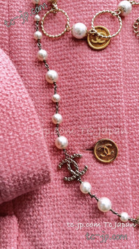 CHANEL 91A Vintage Baby Pink Wool Gold CC Logo Button Tweed Jacket 36 38 シャネル ヴィンテージ ベビーピンク ウール ゴールド CC ココロゴボタン ジャケット 即発 - TC JAPAN