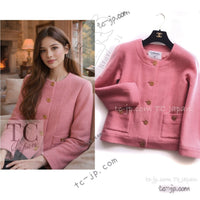 CHANEL 91A Vintage Baby Pink Wool Gold CC Logo Button Tweed Jacket 36 38 シャネル ヴィンテージ ベビーピンク ウール ゴールド CC ココロゴボタン ジャケット 即発