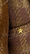 CHANEL 96A Vintage Brown Olive Beige Gold Gripox Button Tweed Jacket Dress Setup 34 38 シャネル ヴィンテージ ブラウン オリーブ ベージュ ゴールド襟 グリポワ宝石ボタン ジャケット ワンピース セットアップ 即発