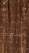 CHANEL 96A Vintage Brown Olive Beige Gold Gripox Button Tweed Jacket Dress Setup 34 38 シャネル ヴィンテージ ブラウン オリーブ ベージュ ゴールド襟 グリポワ宝石ボタン ジャケット ワンピース セットアップ 即発