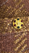 CHANEL 96A Vintage Brown Olive Beige Gold Gripox Button Tweed Jacket Dress Setup 34 38 シャネル ヴィンテージ ブラウン オリーブ ベージュ ゴールド襟 グリポワ宝石ボタン ジャケット ワンピース セットアップ 即発