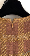 CHANEL 96A Vintage Brown Olive Beige Gold Gripox Button Tweed Jacket Dress Setup 34 38 シャネル ヴィンテージ ブラウン オリーブ ベージュ ゴールド襟 グリポワ宝石ボタン ジャケット ワンピース セットアップ 即発