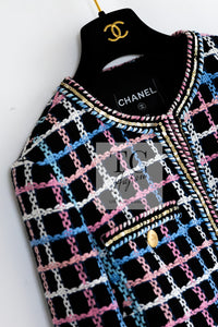 CHANEL 22S Black Mix Color Check Cotton Jacket 42 シャネル ブラック ミックスカラー チェック コットン ジャケット 即発