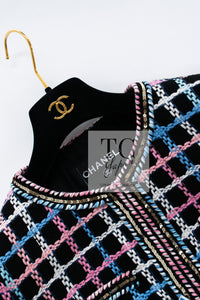 CHANEL 22S Black Mix Color Check Cotton Jacket 42 シャネル ブラック ミックスカラー チェック コットン ジャケット 即発