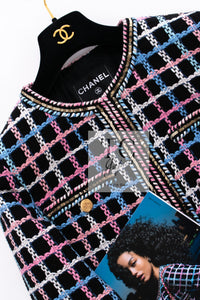 CHANEL 22S Black Mix Color Check Cotton Jacket 42 シャネル ブラック ミックスカラー チェック コットン ジャケット 即発