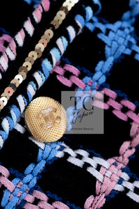 CHANEL 22S Black Mix Color Check Cotton Jacket 42 シャネル ブラック ミックスカラー チェック コットン ジャケット 即発