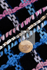 CHANEL 22S Black Mix Color Check Cotton Jacket 42 シャネル ブラック ミックスカラー チェック コットン ジャケット 即発