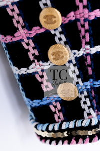 CHANEL 22S Black Mix Color Check Cotton Jacket 42 シャネル ブラック ミックスカラー チェック コットン ジャケット 即発