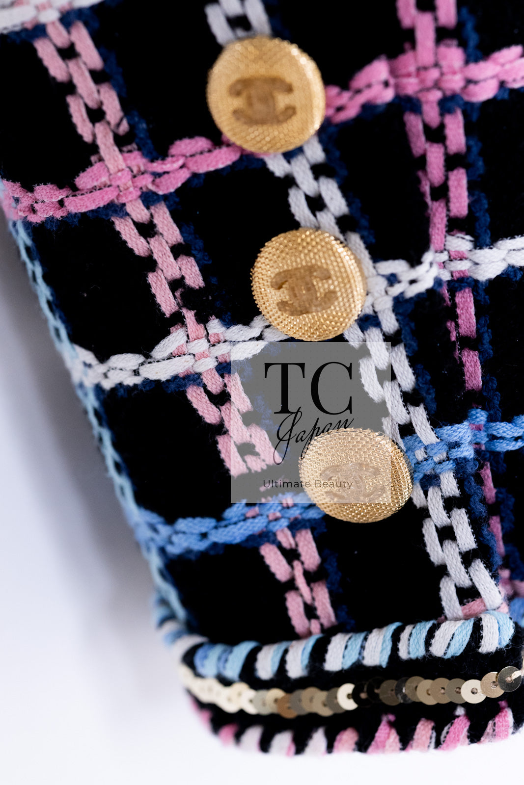 CHANEL 22S Black Mix Color Check Cotton Jacket 42 シャネル ブラック ミックスカラー チェック コットン ジャケット 即発