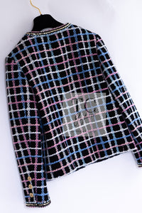 CHANEL 22S Black Mix Color Check Cotton Jacket 42 シャネル ブラック ミックスカラー チェック コットン ジャケット 即発