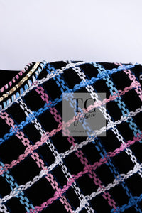 CHANEL 22S Black Mix Color Check Cotton Jacket 42 シャネル ブラック ミックスカラー チェック コットン ジャケット 即発
