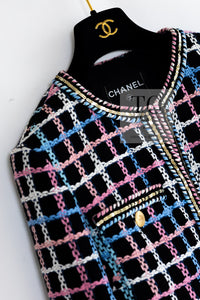 CHANEL 22S Black Mix Color Check Cotton Jacket 42 シャネル ブラック ミックスカラー チェック コットン ジャケット 即発