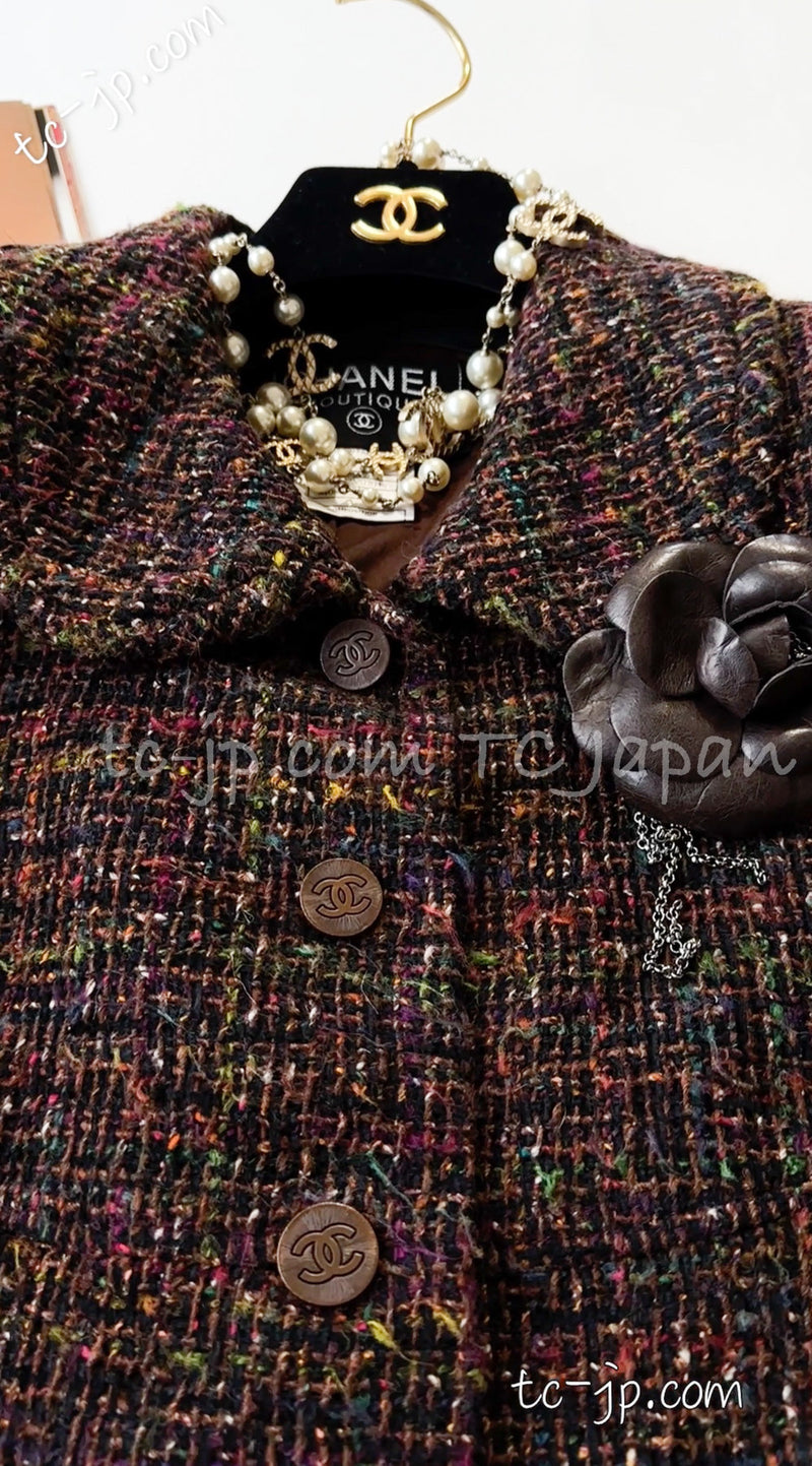 CHANEL 98A Vintage Brown Multicolor Tweed Jacket 38 シャネル ブラウン マルチカラー ツイード ジャケット 即発