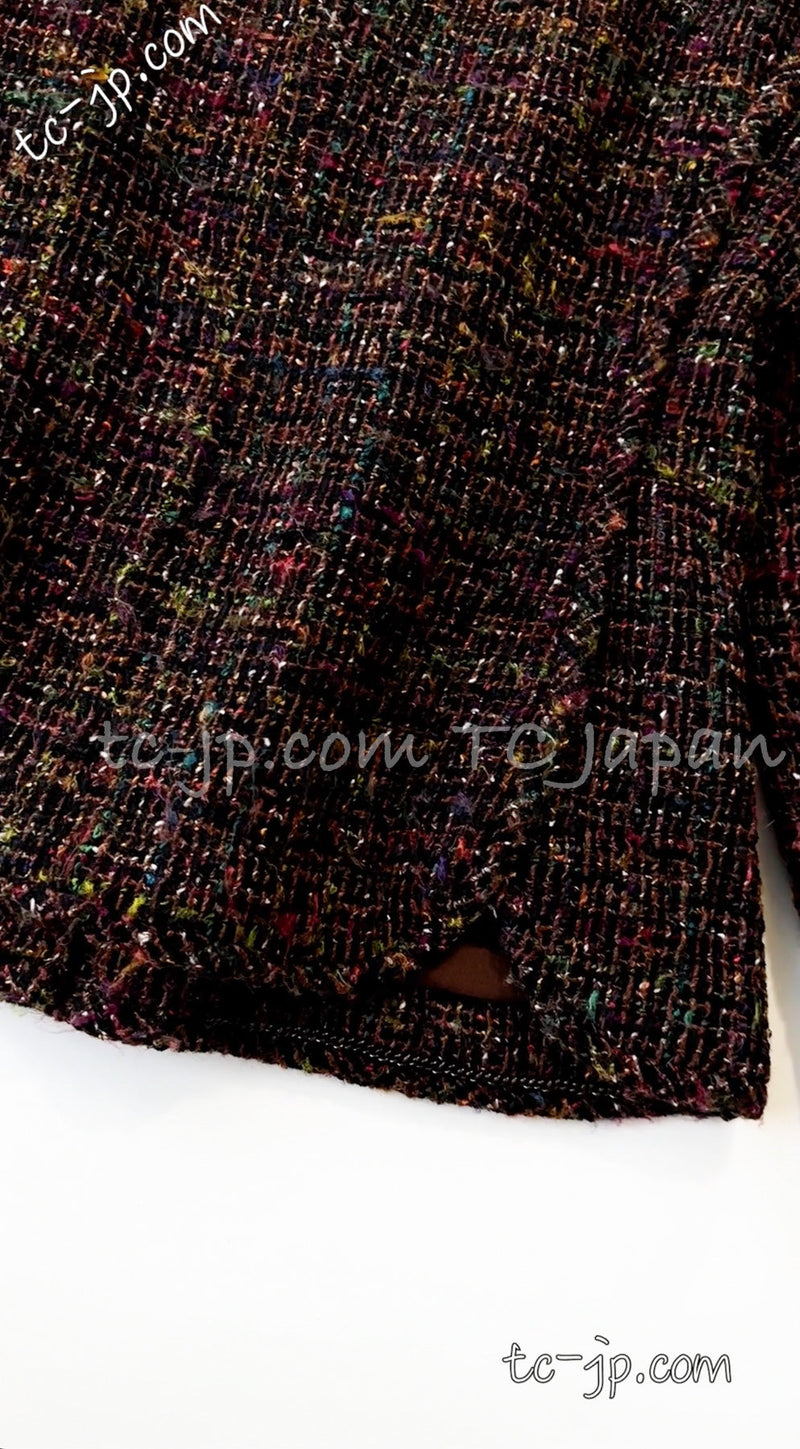 CHANEL 98A Vintage Brown Multicolor Tweed Jacket 38 シャネル ブラウン マルチカラー ツイード ジャケット 即発