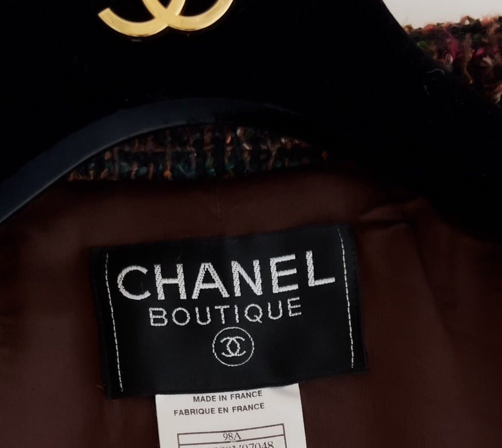 シャネル ジャケット CHANEL ヴィンテージ ブラウン マルチ