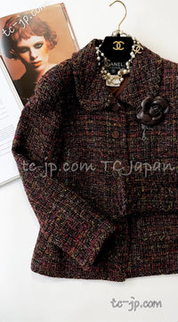 CHANEL 98A Vintage Brown Multicolor Tweed Jacket 38 シャネル ブラウン マルチカラー ツイード ジャケット 即発