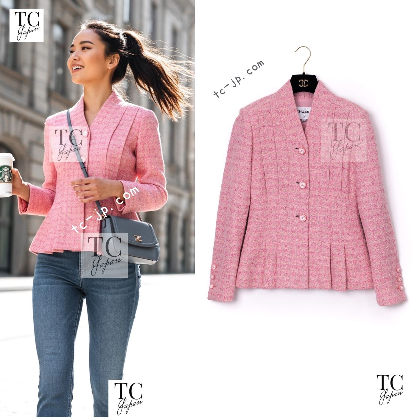 CHANEL 19C Pink La Pausa Silk Blazer Jacket 38 シャネル ピンク ラ パウザ シルク ブレザー ジャケット