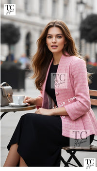 CHANEL 19C Pink La Pausa Silk Blazer Jacket 38 シャネル ピンク ラ パウザ シルク ブレザー ジャケット