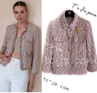 CHANEL 06S Brown White Beige Cotton Tweed Jacket 36 38 シャネル ブラウン ホワイト ベージュ コットン ツイード ジャケット 即発