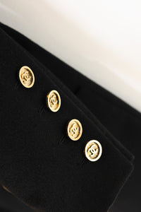 CHANEL 91A Vintage Black CC Gold Button Cashmere Double Jacket 40 42 シャネル ヴィンテージ ブラック カシミア100 CCゴールドボタン ダブル ジャケット