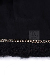 CHANEL Jacket 20A Black Unique Cut Wool Tweed CC Logo Button 34 36 9