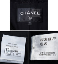 CHANEL Jacket 20A Black Unique Cut Wool Tweed CC Logo Button 34 36 10