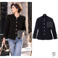 CHANEL Jacket 20A Black Unique Cut Wool Tweed CC Logo Button 34 36 1
