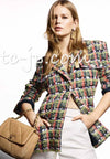 CHANEL 20C Green Orange Navy Mix Sequin Embellishments Tweed Jacket 38 シャネル グリーンオレンジ ネイビーミックスカラー スパンコール ツイード  ジャケット 即発