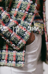 CHANEL 20C Green Orange Navy Mix Sequin Embellishments Tweed Jacket 38 シャネル グリーンオレンジ ネイビーミックスカラー スパンコール ツイード  ジャケット 即発