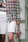CHANEL 20C Green Orange Navy Mix Sequin Embellishments Tweed Jacket 38 シャネル グリーンオレンジ ネイビーミックスカラー スパンコール ツイード  ジャケット 即発