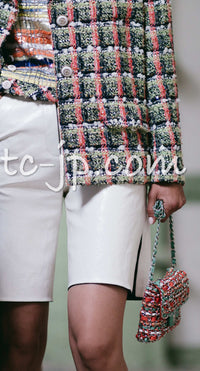 CHANEL 20C Green Orange Navy Mix Sequin Embellishments Tweed Jacket 38 シャネル グリーンオレンジ ネイビーミックスカラー スパンコール ツイード  ジャケット 即発