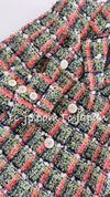 CHANEL 20C Green Orange Navy Mix Sequin Embellishments Tweed Jacket 38 シャネル グリーンオレンジ ネイビーミックスカラー スパンコール ツイード  ジャケット 即発