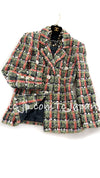 CHANEL 20C Green Orange Navy Mix Sequin Embellishments Tweed Jacket 38 シャネル グリーンオレンジ ネイビーミックスカラー スパンコール ツイード  ジャケット 即発