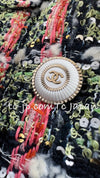CHANEL 20C Green Orange Navy Mix Sequin Embellishments Tweed Jacket 38 シャネル グリーンオレンジ ネイビーミックスカラー スパンコール ツイード  ジャケット 即発