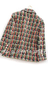 CHANEL 20C Green Orange Navy Mix Sequin Embellishments Tweed Jacket 38 シャネル グリーンオレンジ ネイビーミックスカラー スパンコール ツイード  ジャケット 即発