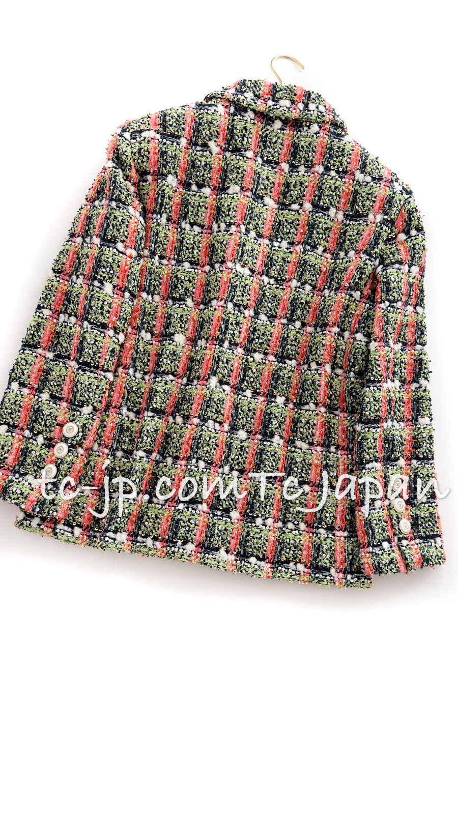 CHANEL 20C Green Orange Navy Mix Sequin Embellishments Tweed Jacket 38 シャネル グリーンオレンジ ネイビーミックスカラー スパンコール ツイード  ジャケット 即発