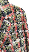 CHANEL 20C Green Orange Navy Mix Sequin Embellishments Tweed Jacket 38 シャネル グリーンオレンジ ネイビーミックスカラー スパンコール ツイード  ジャケット 即発