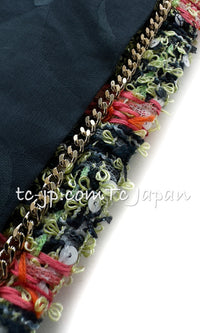 CHANEL 20C Green Orange Navy Mix Sequin Embellishments Tweed Jacket 38 シャネル グリーンオレンジ ネイビーミックスカラー スパンコール ツイード  ジャケット 即発