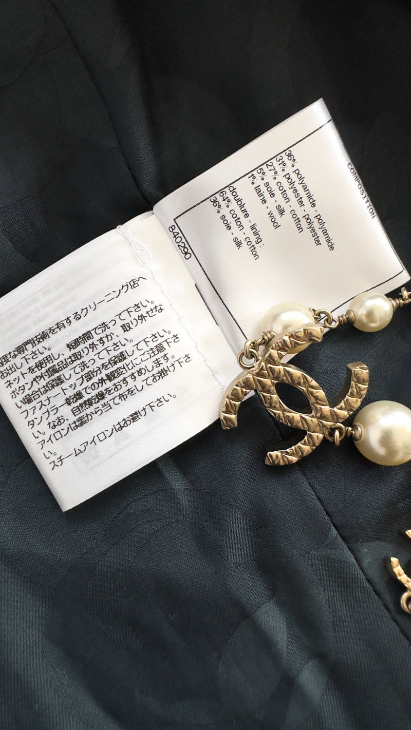 CHANEL 20C Green Orange Navy Mix Sequin Embellishments Tweed Jacket 38 シャネル グリーンオレンジ ネイビーミックスカラー スパンコール ツイード  ジャケット 即発