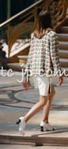 CHANEL 20C Green Orange Navy Mix Sequin Embellishments Tweed Jacket 38 シャネル グリーンオレンジ ネイビーミックスカラー スパンコール ツイード  ジャケット 即発