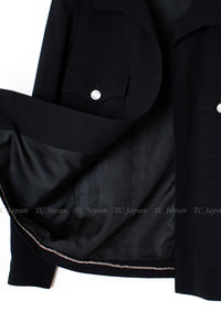 CHANEL 97S Vintage Black Wool 100% Minimalistic Mother of Pearl Button Jacket 38 シャネル ヴィンテージ ブラック ウール100% ミニマリスト マザー オブ パール ボタン ジャケット 即発