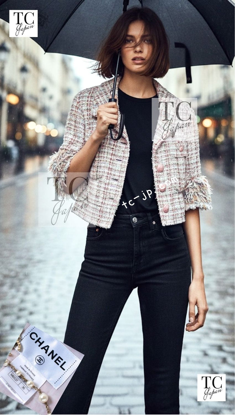 CHANEL 13C Rose Garden Multicolor Lesage Tweed Jacket 36 38 シャネル ローズガーデン マルチカラー ルサージュ 襟付き ツイード ジャケット 即発