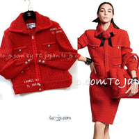 CHANEL 19A Coral Red Zipper Wool Tweed Coat Jacket 36 38 42 シャネル コーラル レッド ジッパー ウール ツイード コート ジャケット 即発