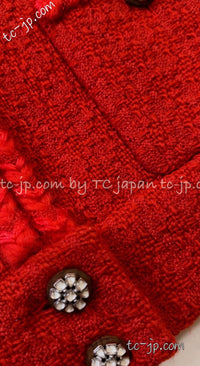CHANEL 19A Coral Red Zipper Wool Tweed Coat Jacket 36 38 42 シャネル コーラル レッド ジッパー ウール ツイード コート ジャケット 即発