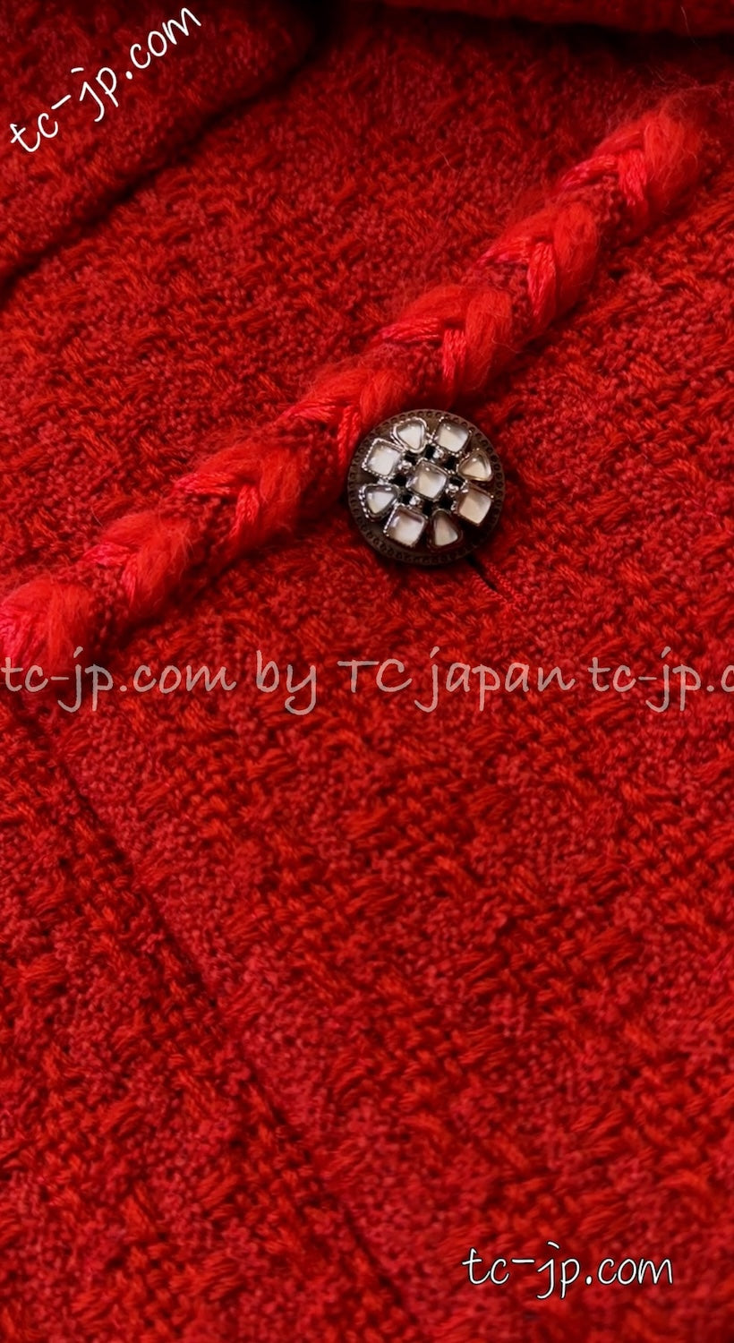 CHANEL 19A Coral Red Zipper Wool Tweed Coat Jacket 36 38 42 シャネル コーラル レッド ジッパー ウール ツイード コート ジャケット 即発