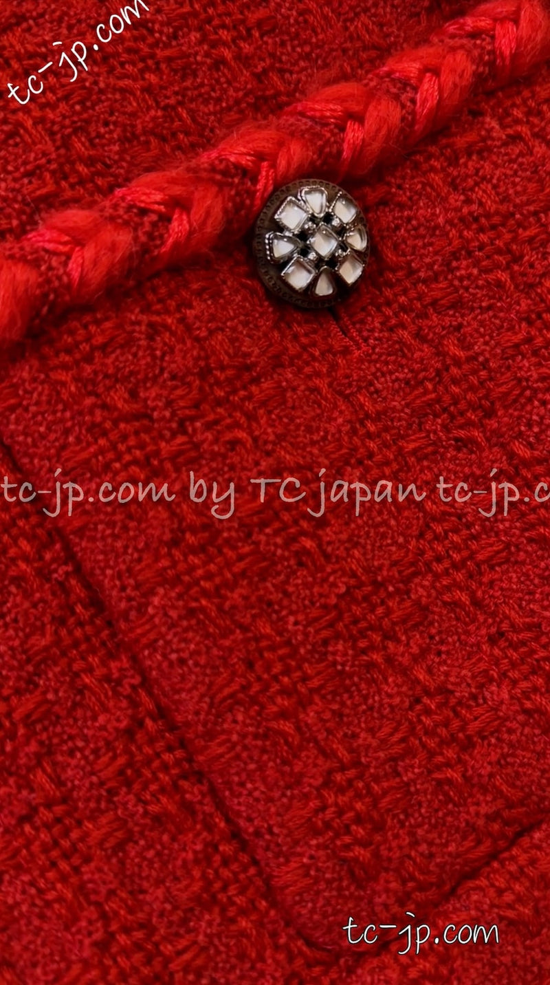 CHANEL 19A Coral Red Zipper Wool Tweed Coat Jacket 36 38 42 シャネル コーラル レッド ジッパー ウール ツイード コート ジャケット 即発