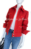 CHANEL 19A Coral Red Zipper Wool Tweed Coat Jacket 36 38 42 シャネル コーラル レッド ジッパー ウール ツイード コート ジャケット 即発