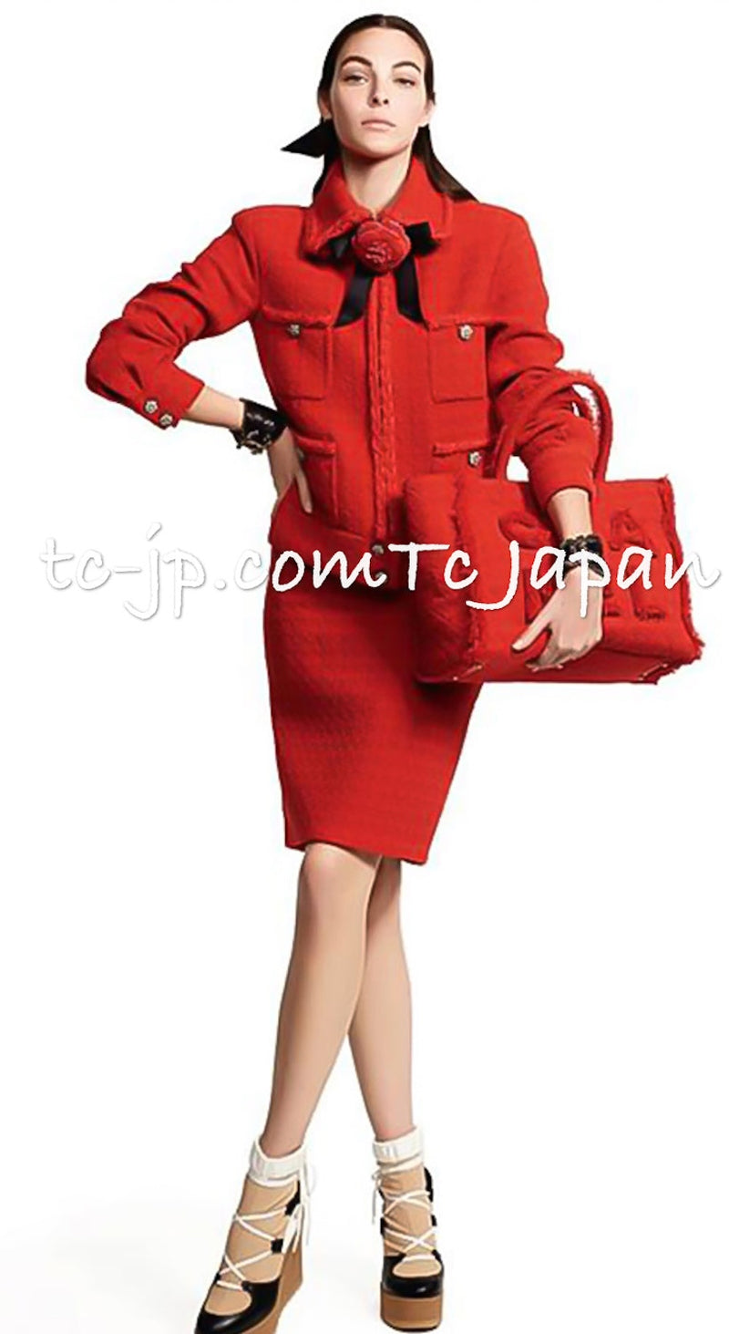 CHANEL 19A Coral Red Zipper Wool Tweed Coat Jacket 36 38 42 シャネル コーラル レッド ジッパー ウール ツイード コート ジャケット 即発