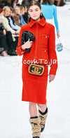 CHANEL 19A Coral Red Zipper Wool Tweed Coat Jacket 36 38 42 シャネル コーラル レッド ジッパー ウール ツイード コート ジャケット 即発